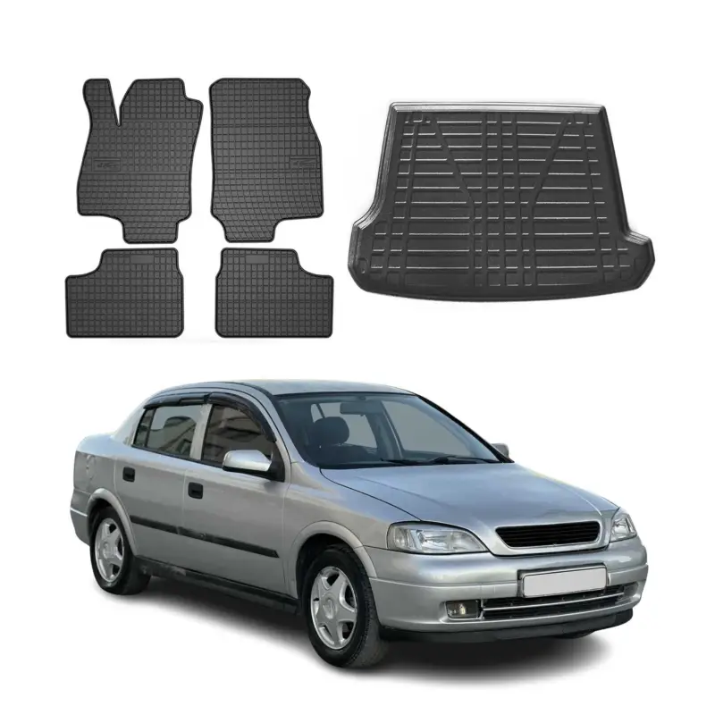 Preisreduziert Fußmatten & Kofferraumwanne Set für Opel Astra G Caravan 1998-2004 Gummi 5x