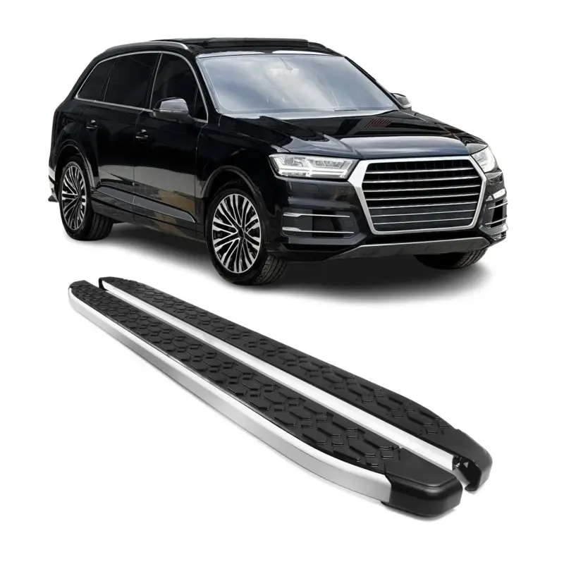 Alu Trittbretter Seitenschweller für Audi Q7 2015-2026 Schwarz Silber 2tlg Bestpreis