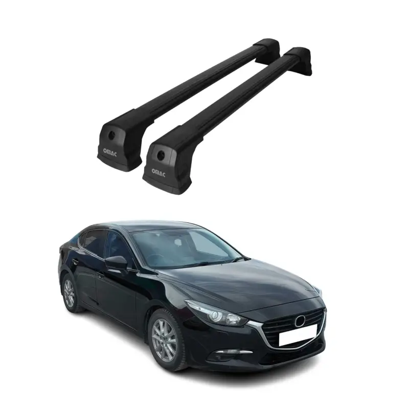 Versand Am Gleichen Tag Dachträger Grundtäger für Mazda 3 BM Stufenheck 2013-2019 75kg Alu Schwarz 2 tlg