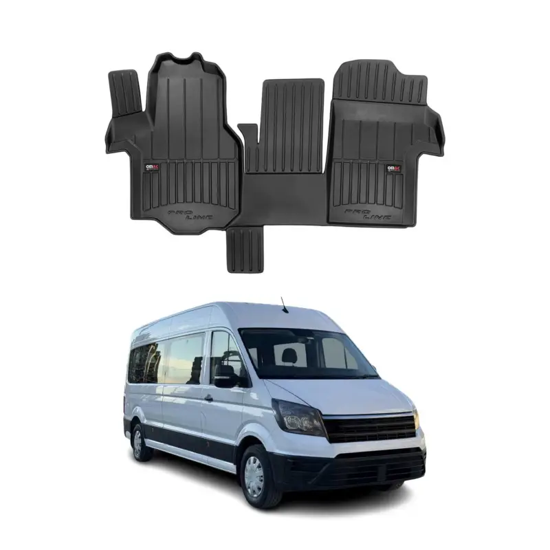 Zertifiziert OMAC Gummi Fußmatten für VW Crafter 2016-2024 Premium TPE Automatten Schwarz 1x