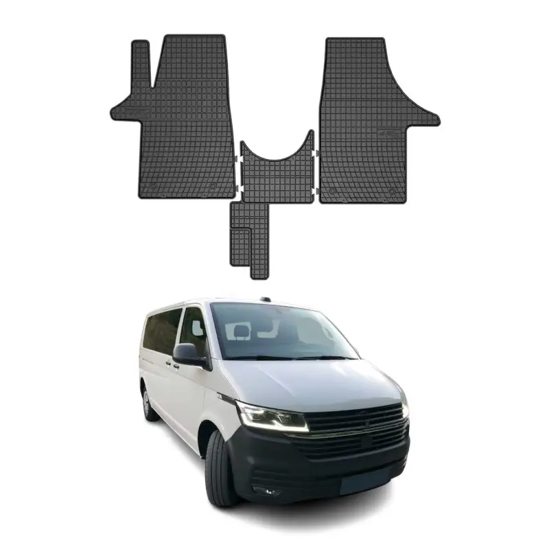 Expressversand OMAC Gummi Fußmatten für VW T6 T6.1 Transporter 2015-2024 Automatten Schwarz 3x