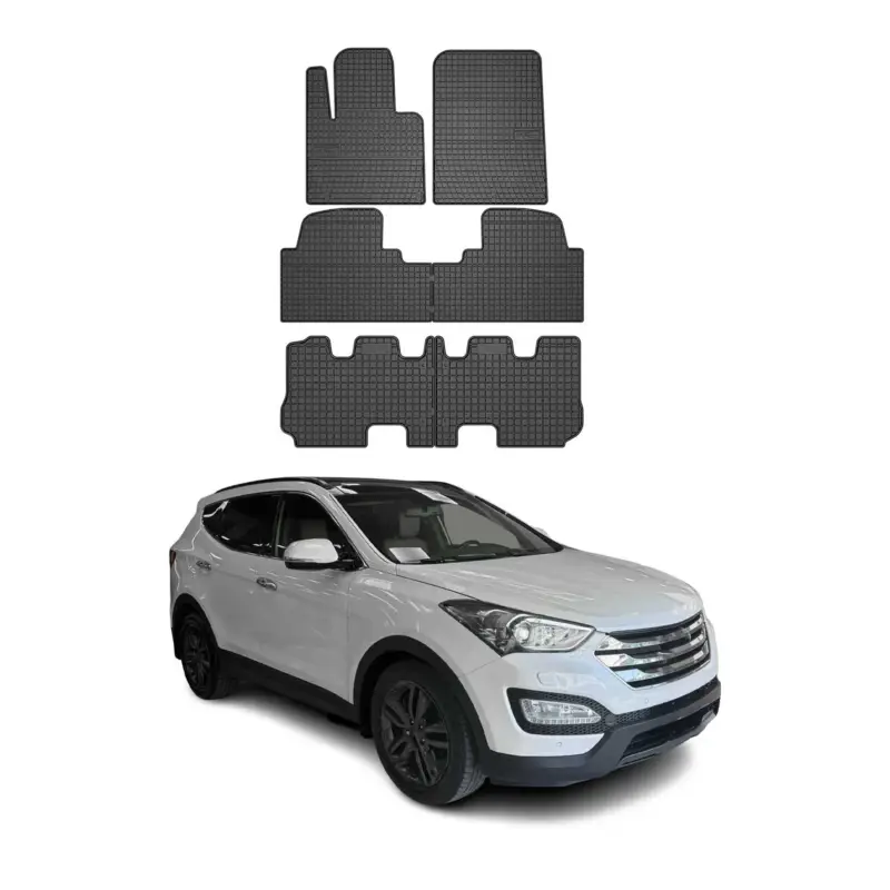 Fußmatten Automatten für Hyundai Santa FE III 2015-2018 Gummimatte Schwarz Must-Have