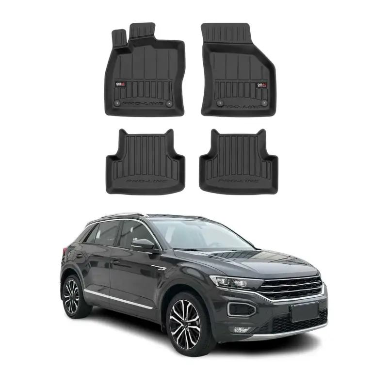 Highlight OMAC Gummi Fußmatten für VW T-Roc 2017-2025 Premium TPE 3D Automatten Schwarz 4x