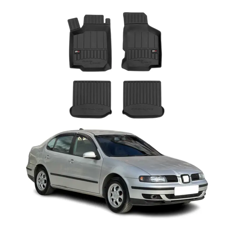 Zertifiziert OMAC Gummi Fußmatten für Seat Toledo 1999-2004 Premium TPE Automatten Schwarz 4x