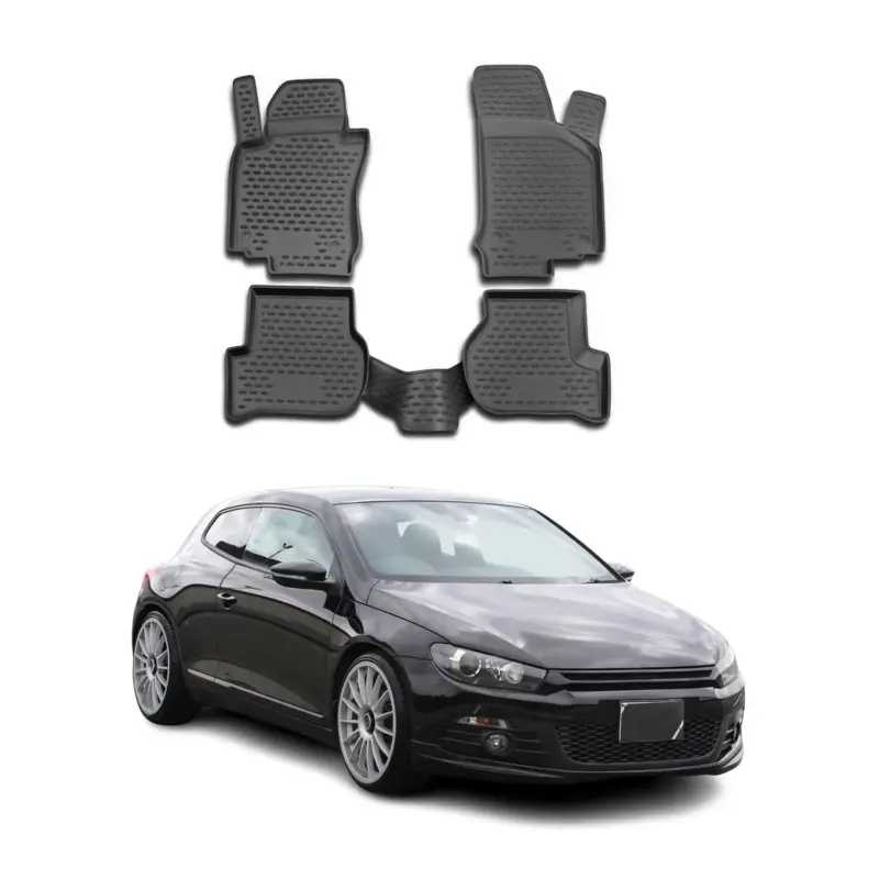 Fußmatten & Kofferraumwanne Set für VW Scirocco 2009-2017 Gummi TPE Schwarz 5x Sichere Zahlung