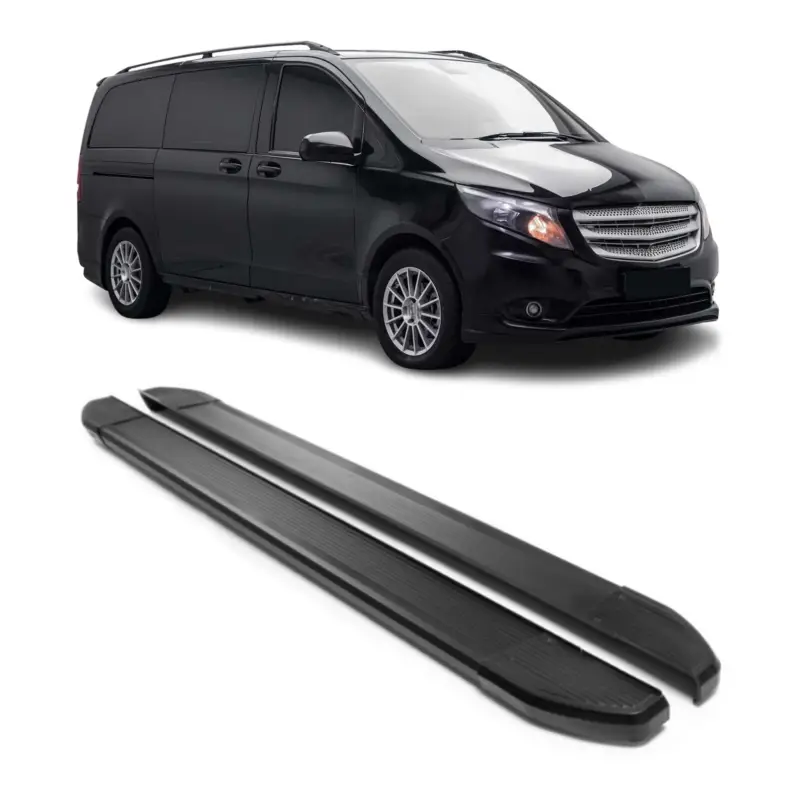 Aktuell Alu Schweller Trittbretter für Mercedes Vito Klasse W447 2014-26 Kurzer Schwarz