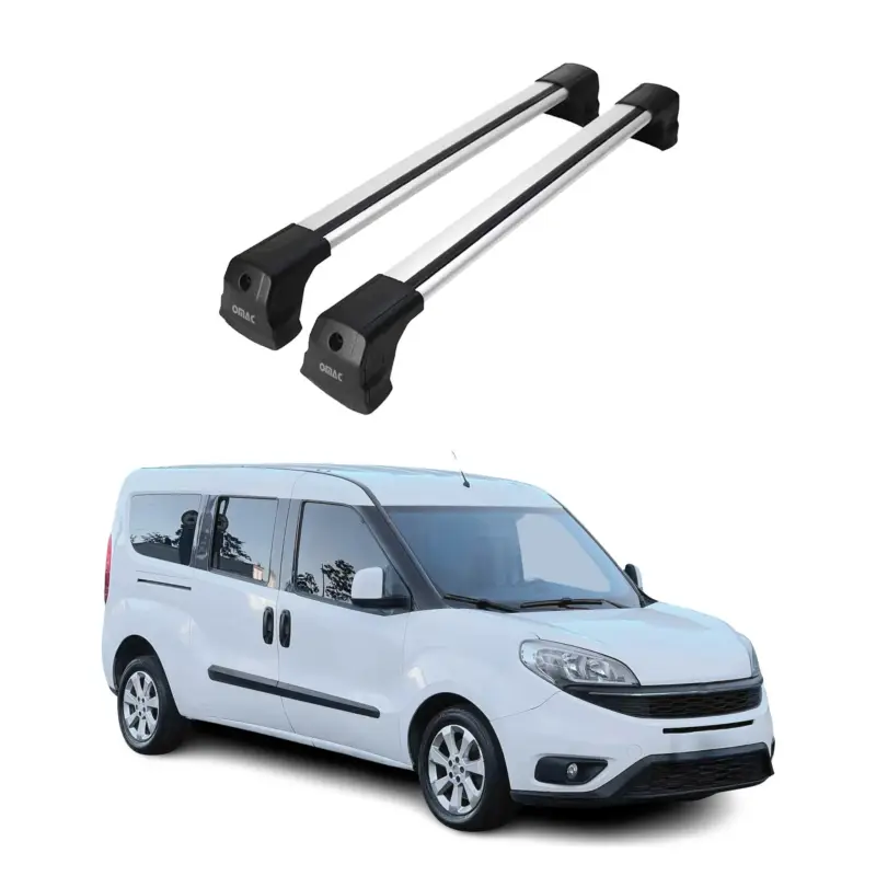 Begrenztes Angebot Dachträger Grundtäger für Fiat Doblo 2010-2022 75kg Aluminium Grau 2tlg