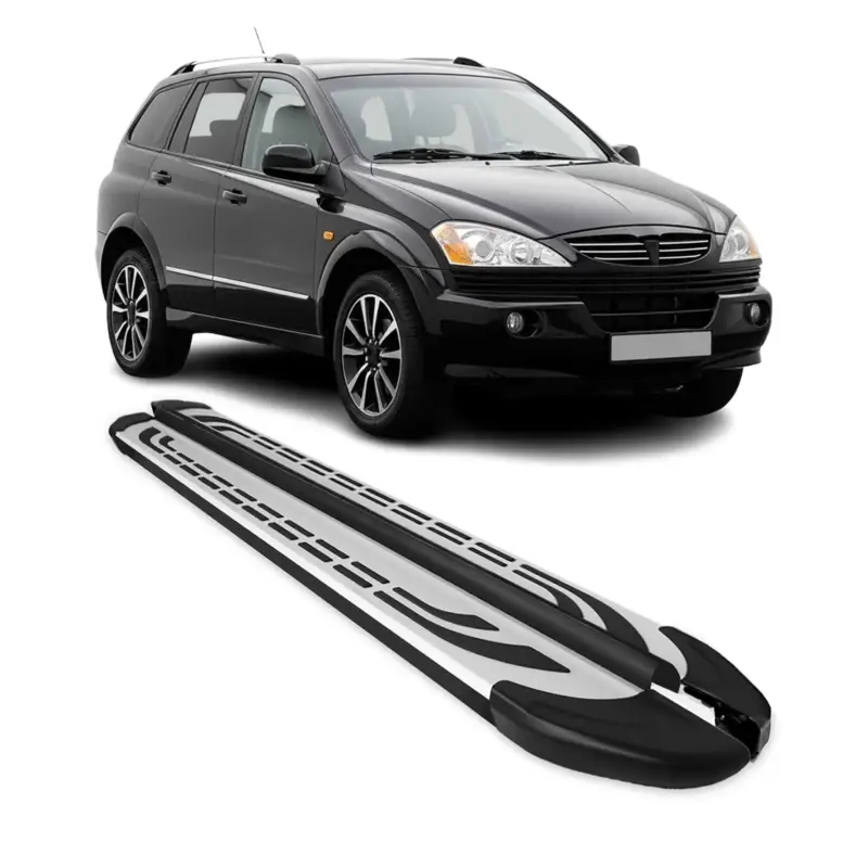 Wochenendangebot Trittbretter Schweller Seitenbretter für Ssangyong Kyron 2005-2014 Alu Schwarz
