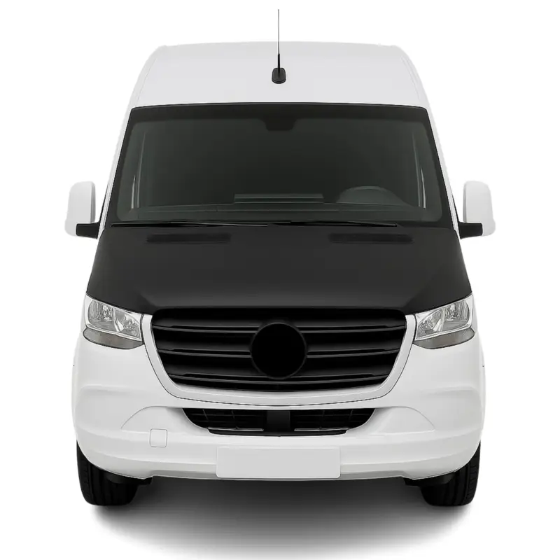 Zertifiziert Steinschlagschutz Haubenbra für Mercedes Sprinter W907 2018-2026 Schwarz