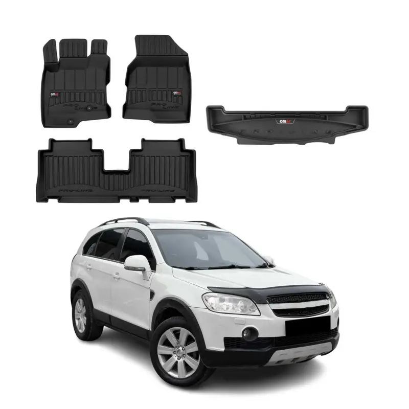 Finale Aktion OMAC Fußmatten & Kofferraumwanne für Chevrolet Captiva 2006-2018 3.Reihe Gummi