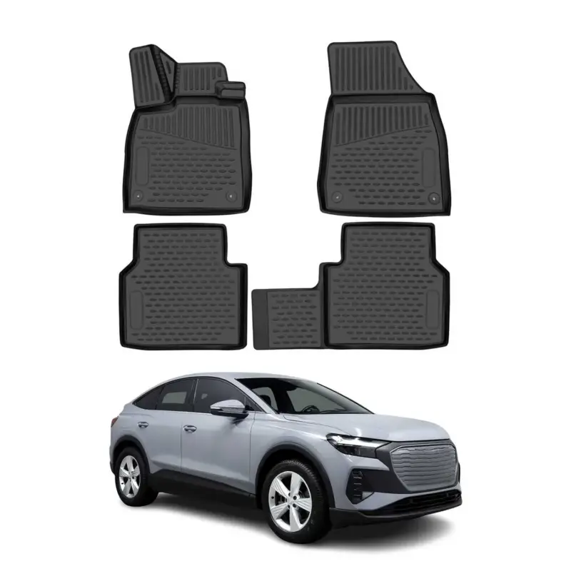 Sichere Zahlung OMAC Gummimatten Fußmatten für Audi Q4 e-tron 2021-2026 TPE Matten Schwarz 4x