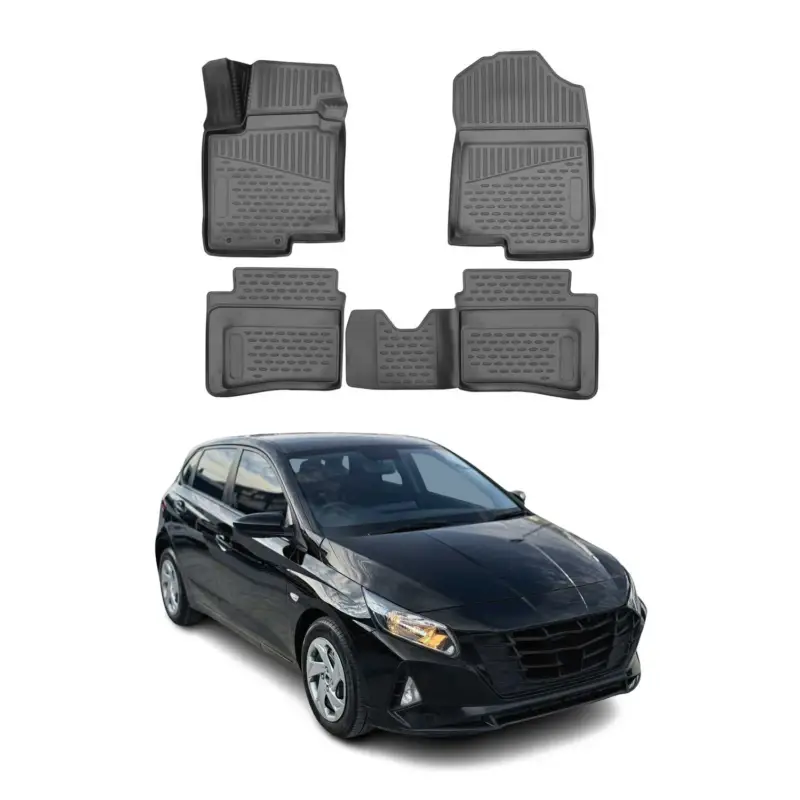 Neue Kollektion OMAC Gummimatten Fußmatten für Hyundai i20 2020-2026 TPE Automatten Schwarz 4x