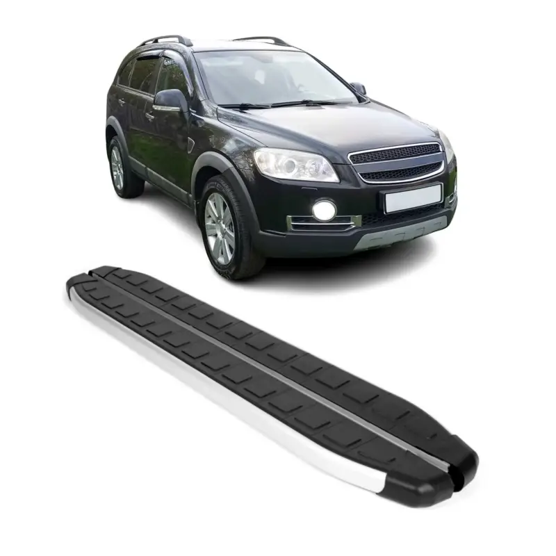 Aktuell Schweller Seitenbretter Trittbretter für Chevrolet Captiva 2006-2016 Schwarz Alu