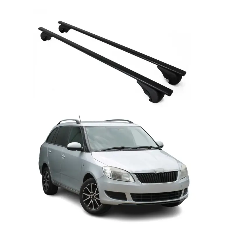Versand Am Gleichen Tag Dachträger Grundtäger für Skoda Fabia mk2 2007-2014 75kg Metall Schwarz 2 tlg