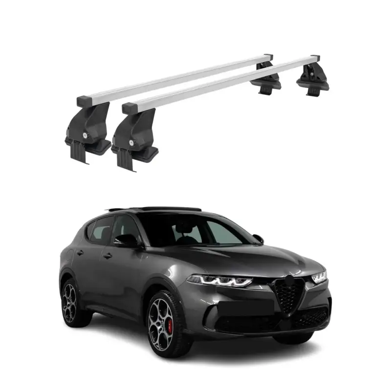 Begrenztes Angebot Menabo Dachträger Grundtäger für Alfa Romeo Tonale 2022-2026 50kg Stahl Grau 2x