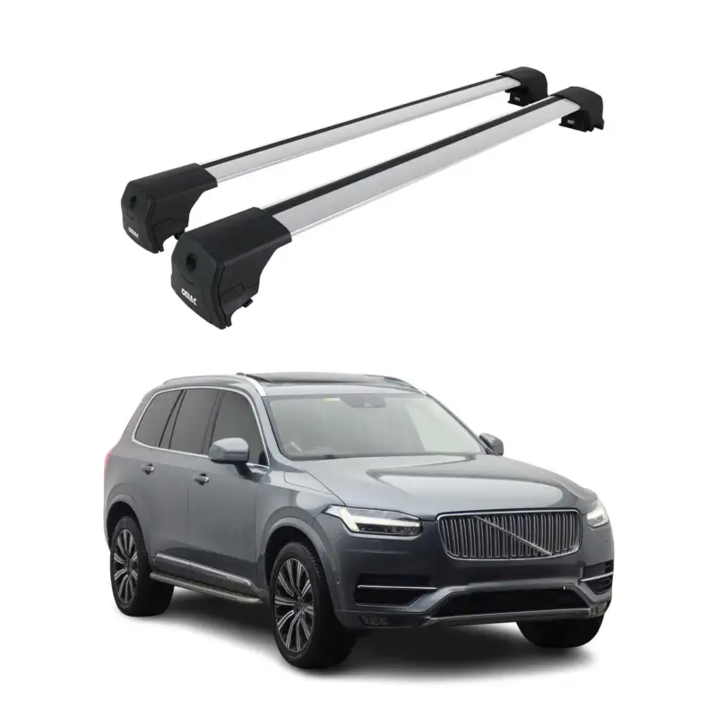 Zertifiziert Dachträger Grundtäger für Volvo XC90 2015-2026 75kg Aluminium Silber 2 tlg