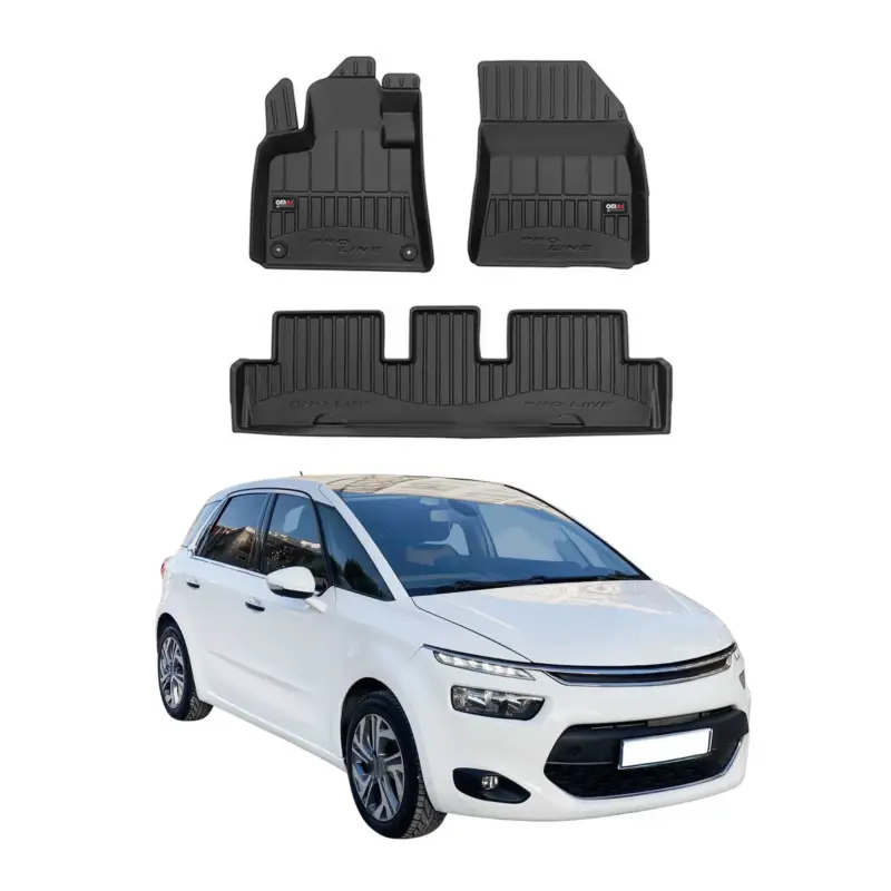 Top-Angebot OMAC Gummi Fußmatten für Citroen C4 Picasso 2013-2019 Premium Gummi Schwarz 3tlg