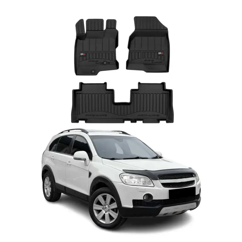 Echt OMAC Gummi Fußmatten für Chevrolet Captiva 2006-2018 Premium Gummi Schwarz 3tlg