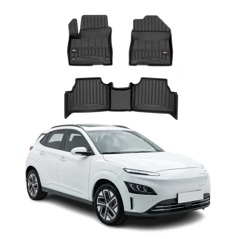Versand Am Gleichen Tag OMAC Gummi Fußmatten für Hyundai Kona Electric mk1 2018-2023 Premium TPE Schwarz