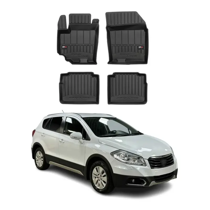 Aktuell OMAC Gummi Fußmatten für Suzuki SX4 S-Cross 2013-2024 Premium Gummi Schwarz 4tlg
