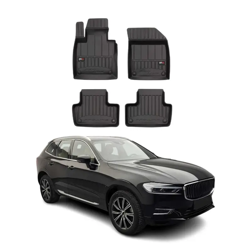 Top-Preis OMAC Gummi Fußmatten für Volvo XC60 2017-2024 Premium TPE Automatten Schwarz 4x