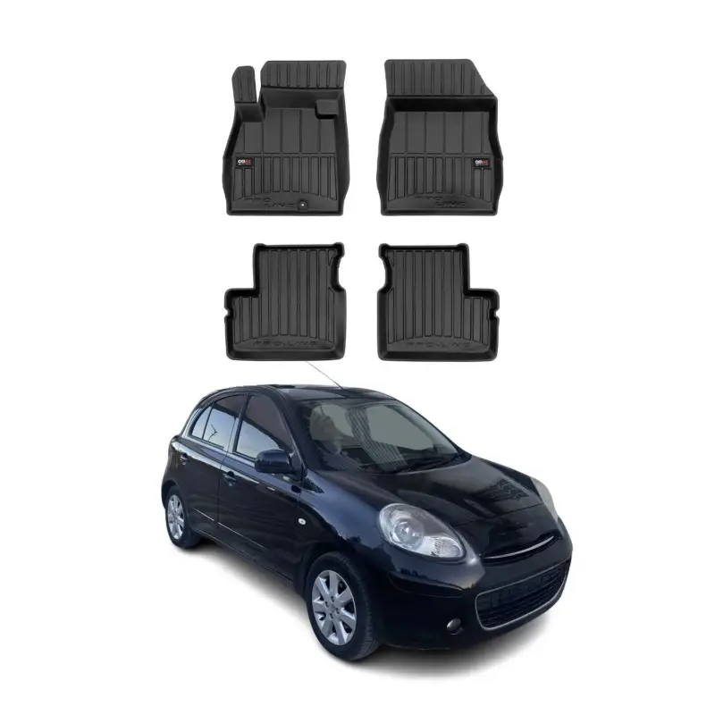 Markenware OMAC Gummi Fußmatten für Nissan Micra K13 2010-2016 Premium Gummi Schwarz 4tlg