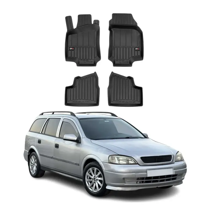 Günstig OMAC Gummi Fußmatten für Opel Astra G Caravan 1998-2009 Premium Gummi Schwarz 4x