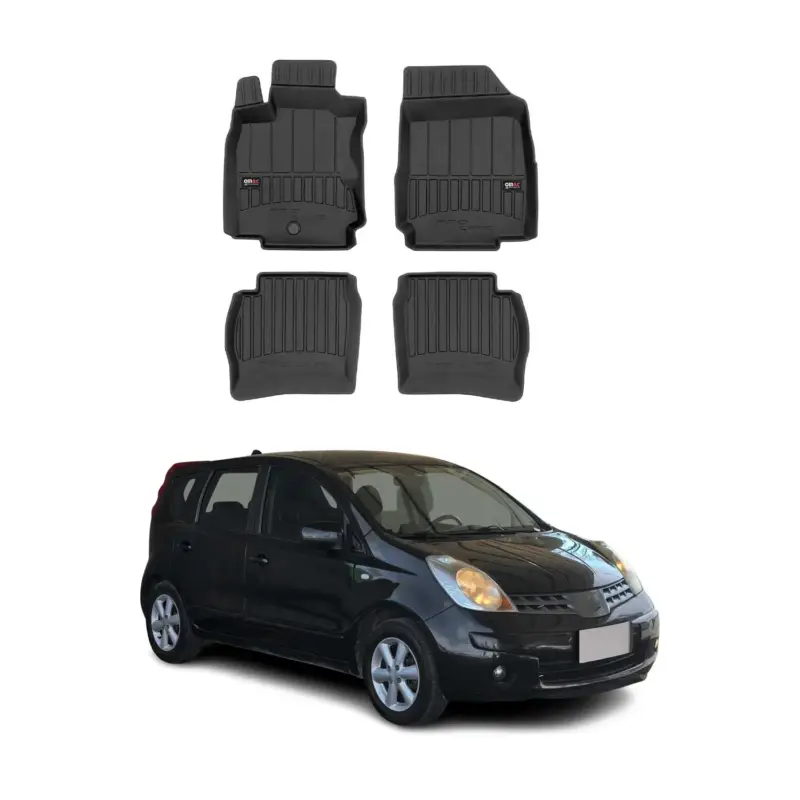 Highlight OMAC Gummi Fußmatten für Nissan Note 2006-2012 Premium TPE Automatten Schwarz 4x