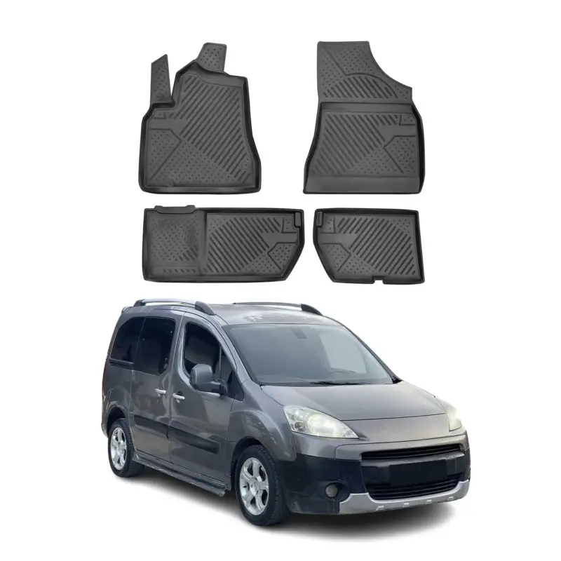 OMAC Gummimatten Fußmatten für Peugeot Partner Tepee 2008-2018 TPE Schwarz 4x Preiswert