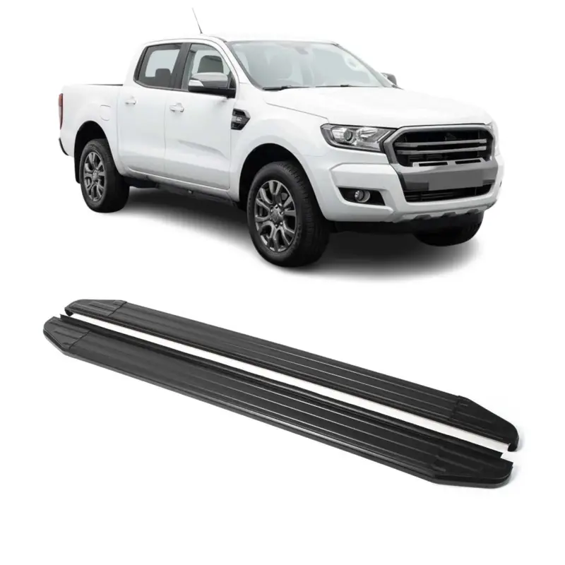 Zertifiziert Trittbretter Seitenschweller für Ford Ranger 2012-22 Double Cab Alu Schwarz ABE
