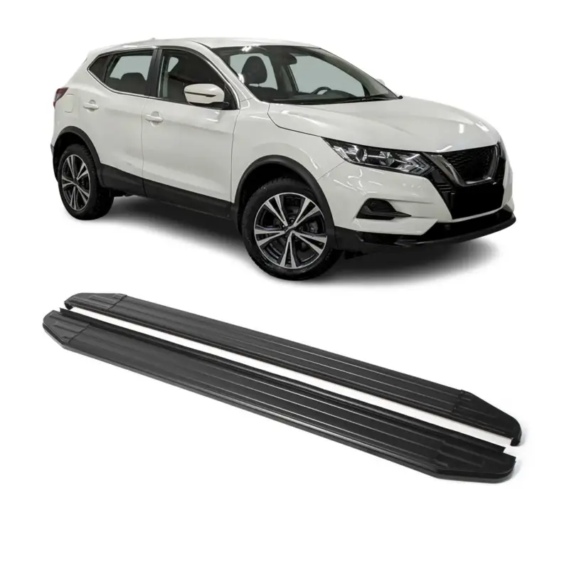 Rabatt Trittbretter Seitenschweller für Nissan Qashqai 2018-2024 Alu Schwarz ABE