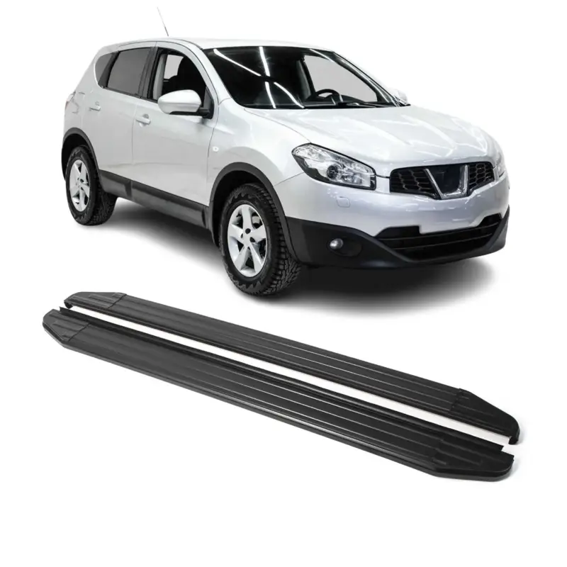 Trittbretter Seitenschweller für Nissan Qashqai J10 2006-14 ABE Schwarz Alu Begrenztes Angebot