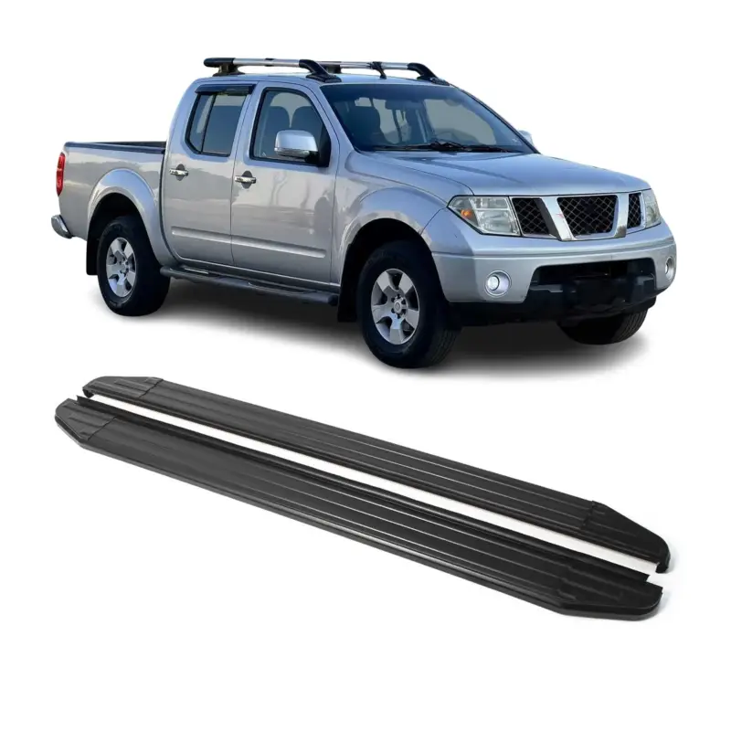 Trittbretter Seitenschweller für Nissan Navara 2005-2015 ABE Schwarz Alu Markenprodukt