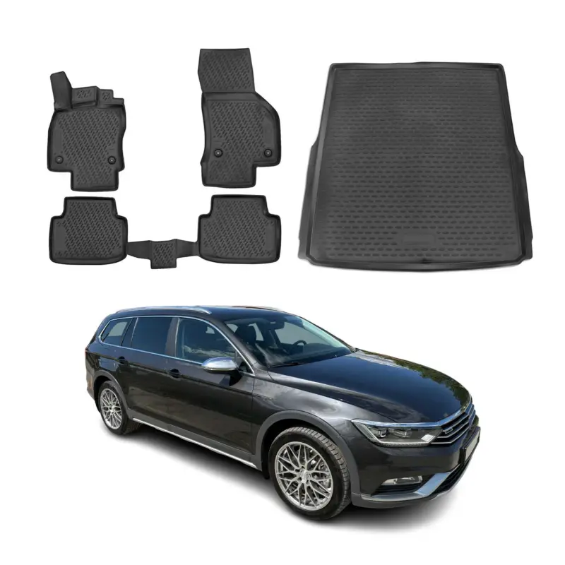 Fußmatten & Kofferraumwanne Set für VW Passat B8 Variant 2014-2023 TPE Schwarz Letzte Chance