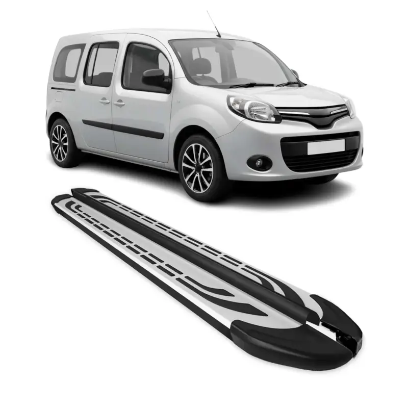 Zertifiziert Trittbretter Schweller Seitenbretter für Renault Kangoo 2008-2021 Alu Schwarz