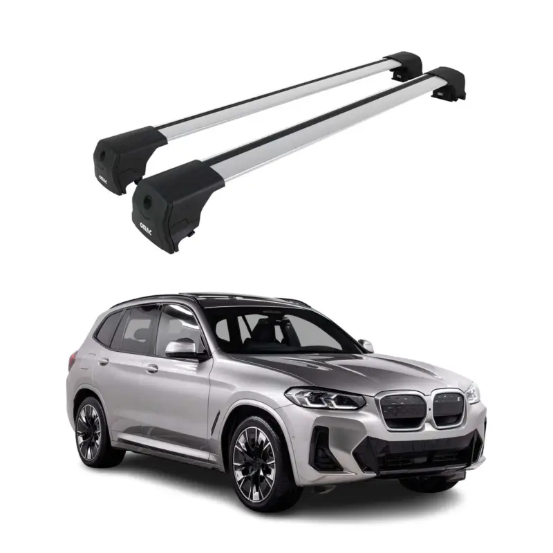 Dachträger Grundtäger für BMW IX3 G08 2020-2025 75kg Aluminium Silber 2 tlg Meistverkauft