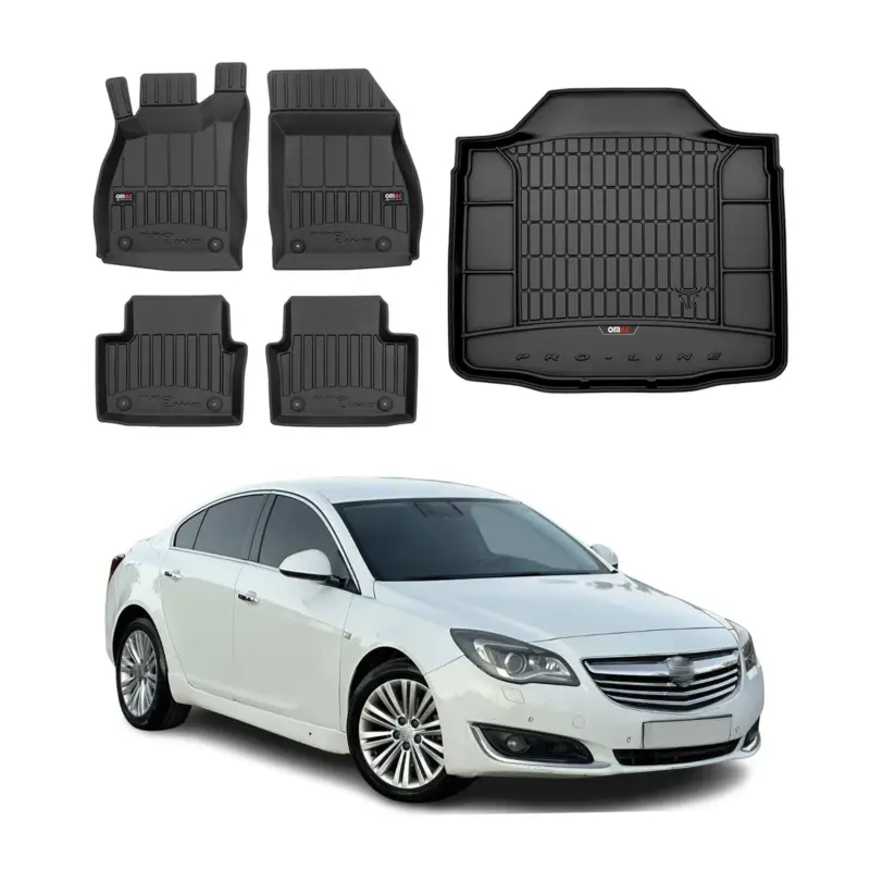 Markenprodukt OMAC Fußmatten & Kofferraumwanne Set für Opel Insignia 2008-2017 Gummi TPE 5x