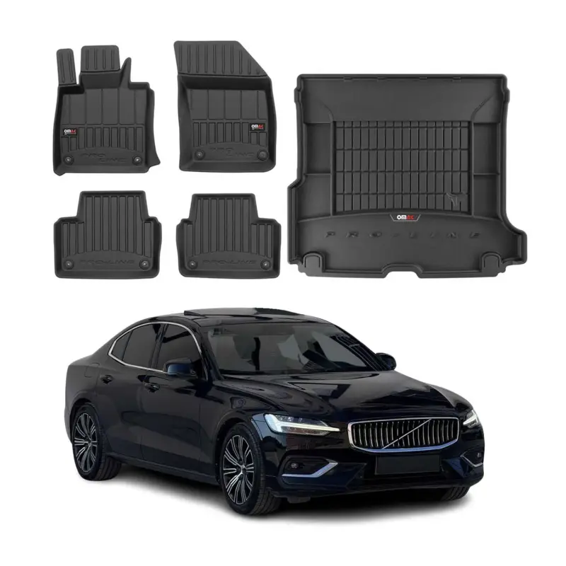 Finale Aktion OMAC Fußmatten & Kofferraumwanne Set für Volvo V60 2019-2026 Gummi Schwarz 5x