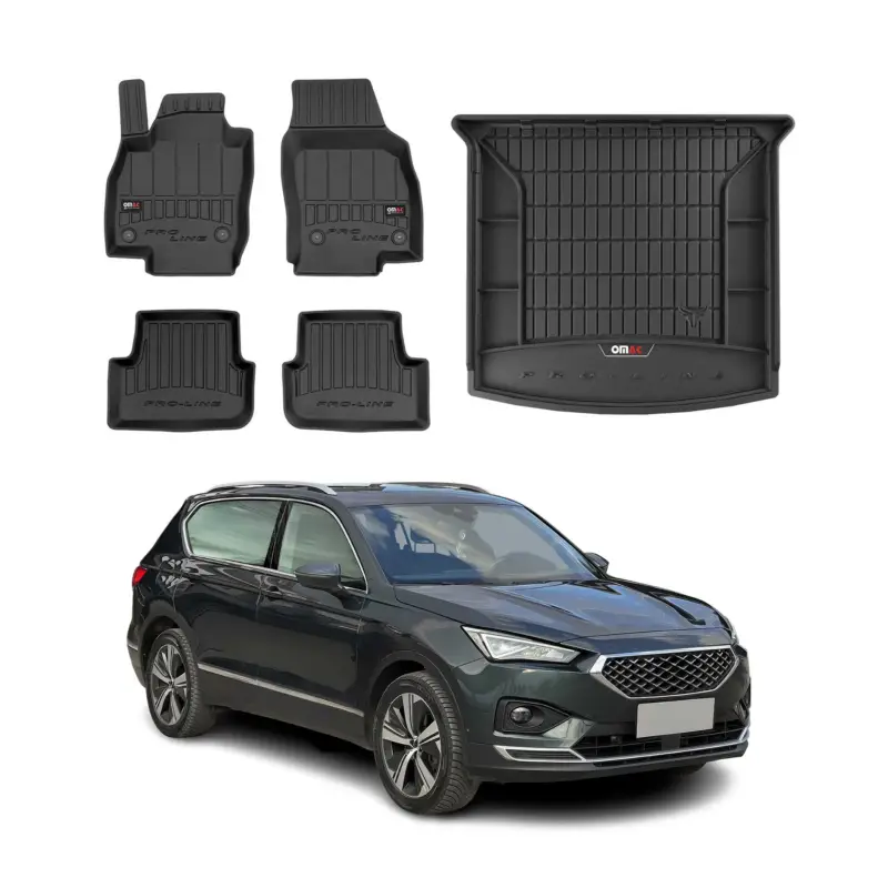 Bestseller OMAC Fußmatten Kofferraumwanne Set für Seat Tarraco 2018-2024 mit 3.Reihe Gummi