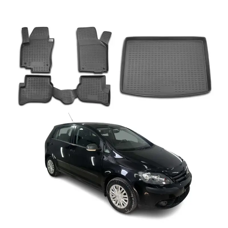 Neue Kollektion Fußmatten & Kofferraumwanne Set für VW Golf Plus 2004-2014 5tür TPE Schwarz