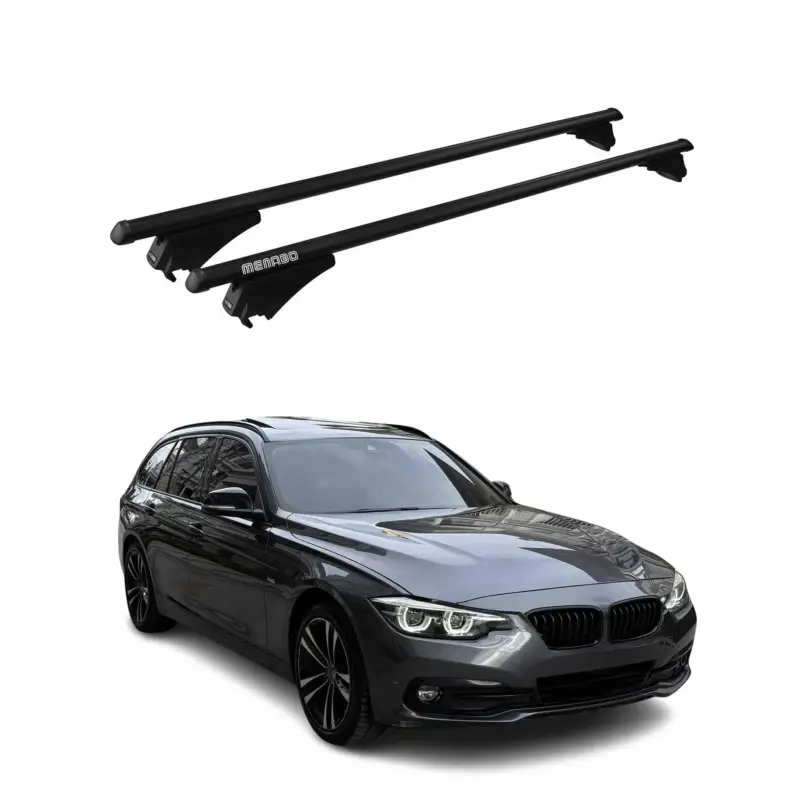 Schnäppchen Menabo Dachträger Grundtäger für BMW 3er F31 Touring 2012-2019 75kg Schwarz Alu