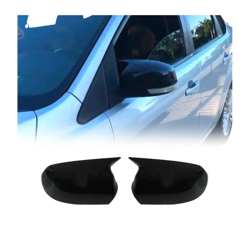 Zertifiziert Spiegelkappen für Ford Focus C-MAX Focus mk2 Mondeo mk3 ABS Schwarz Glanz