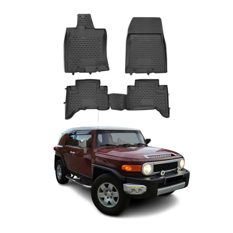 OMAC Gummimatten Fußmatten für Toyota FJ-Cruiser 2007-2014 TPE Matten Schwarz 4x Top-Preis