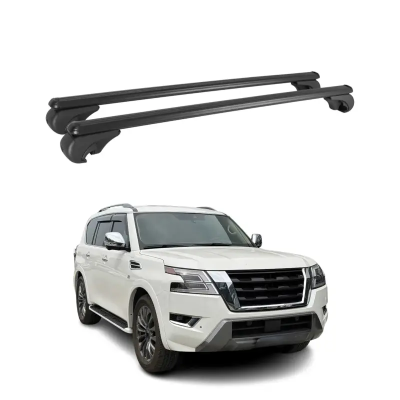 Aktuell Dachträger Grundtäger für Nissan Patrol 2010-2024 75kg Aluminium Schwarz 2 tlg