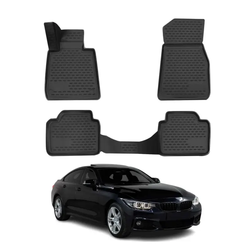 Preiswert OMAC Gummi Fußmatten für BMW 4er Coupe Grand Coupe F32 F36 2013-2021 Schwarz 4x