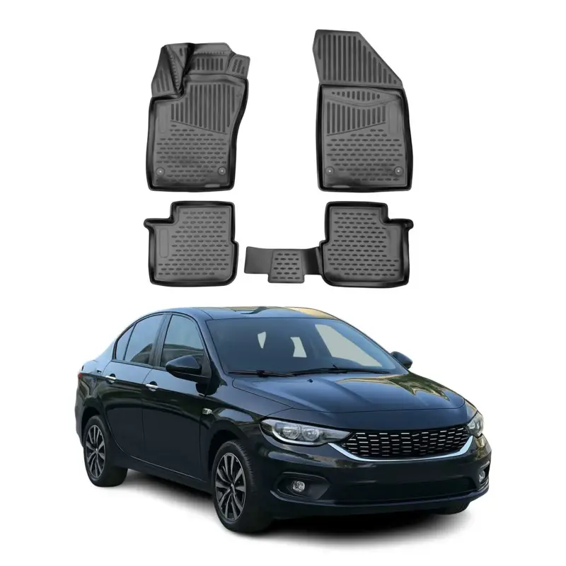 OMAC Gummimatten Fußmatten für Fiat Tipo Limo 2015-2026 Gummi TPE Schwarz 4 tlg Top-Preis