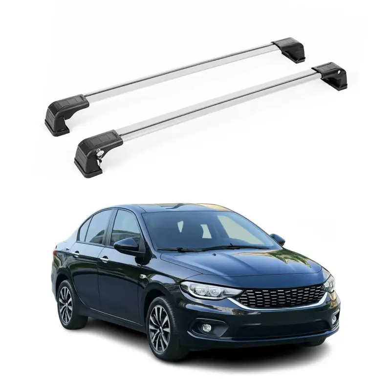 Zertifiziert Dachträger Grundtäger für Fiat Tipo Limo 2015-2026 75kg Aluminium Schwarz 2 tlg