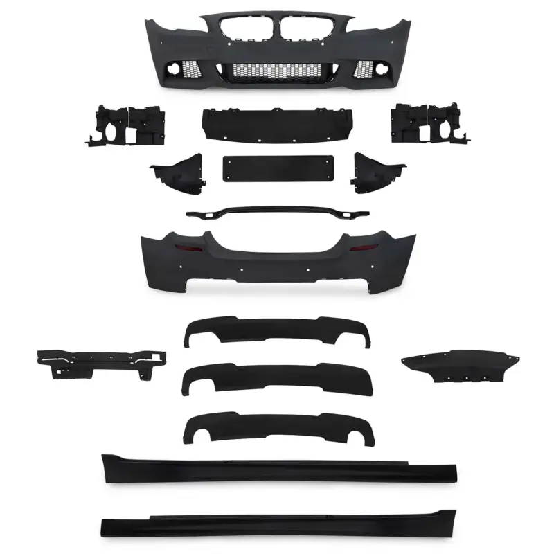 JOM Stoßstangen Kit & Seitenschweller für BMW 5er F10 MT 2010-2013 Schwarz 16tlg Highlight