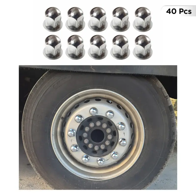 40x Glänzend Chrom Radmutterkappen Schutz Ø32mm für hohe Schrauben / LKW Super-Preis
