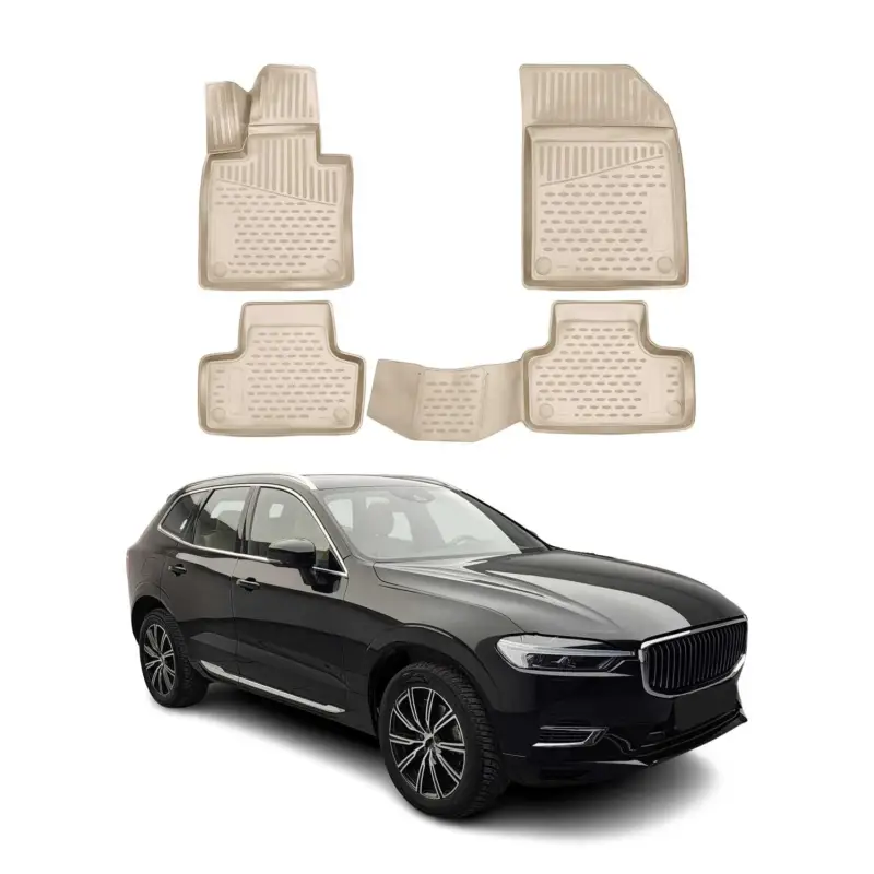 Sichere Zahlung OMAC Gummimatten Fußmatten für Volvo XC60 2018-2026 TPE Automatten Beige 4tlg